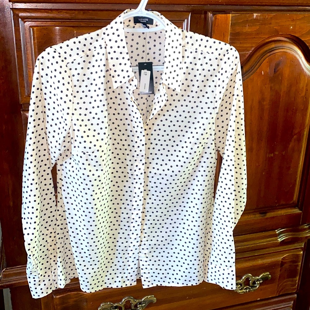 Express polka dot button down shirt